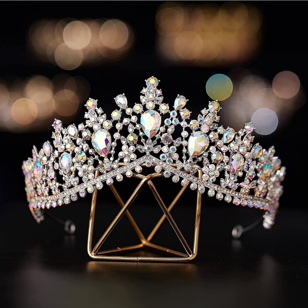 Wedding Bling Crystal Queen Crown and Tiaras Princess Crown for Women Girls Gift - Picture 1 of 3